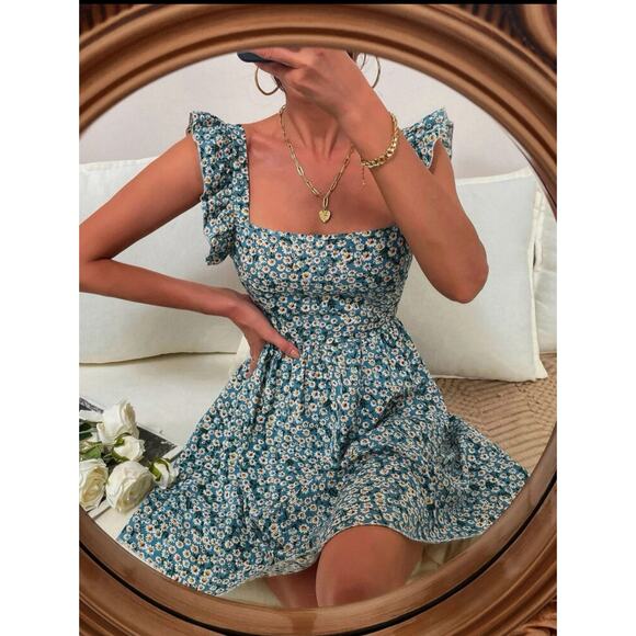 Daisy Floral Tie Back Ruffle Detail Dress - Picture 1 of 4
